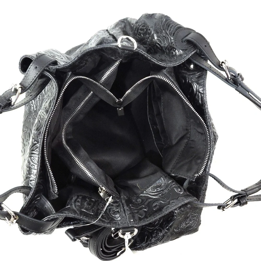 ISADORA ๐ฎ๐น WOMEN'S BLACK SOFT GENUINE LEATHER HANDBAG - Picture 5 of 5